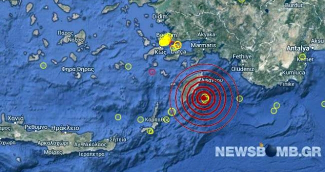 Νέα σεισμική δόνηση μεγέθους 3,1 Ρίχτερ νότια της Ρόδου