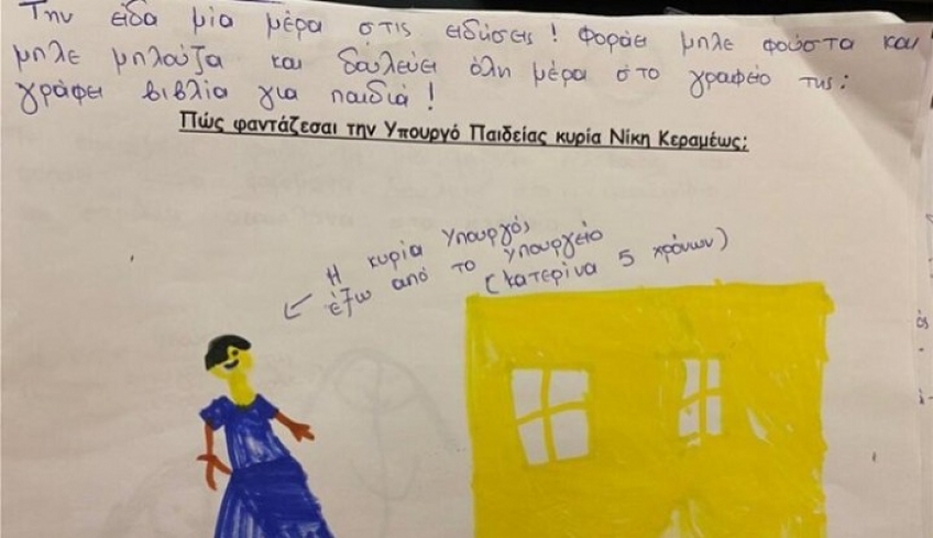 Η υπουργός Νίκη Κεραμέως ευχαριστεί τους μαθητές του 2ου Νηπιαγωγείου Καρπάθου για το υπέροχο ταξίδι