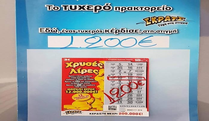 ΠΡΑΚΤΟΡΕΙΟ ΟΠΑΠ “ΠΑΣΣΑΝΙΚΟΛΑΚΗ”: ΧΡΥΣΕΣ ΛΙΡΕΣ... 1.200 ΕΥΡΏ