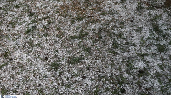 Τρίκαλα: Έπεσε χαλάζι σε μέγεθος καρυδιού (pics, vid)