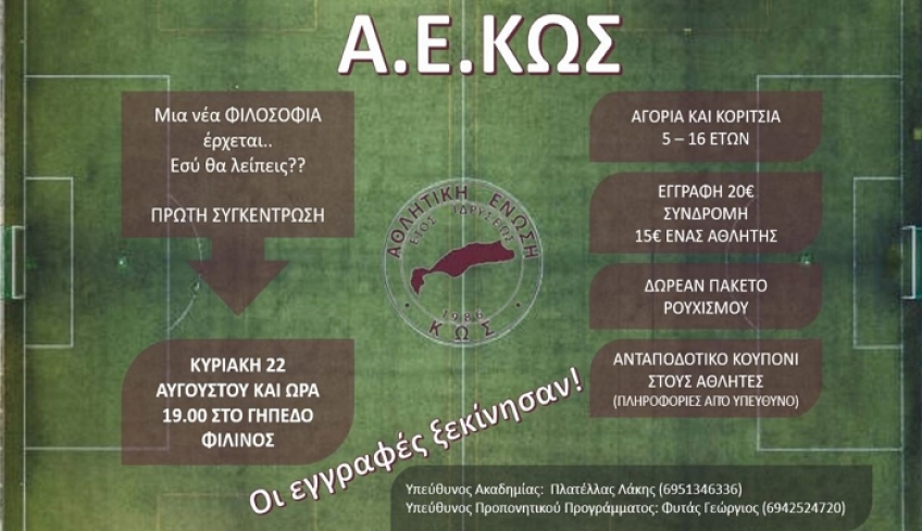 Υπεύθυνος του προπονητικού προγράμματος των ακαδημιών της Α.Ε Κω ο Γιώργος Φυτάς