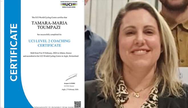 Η ΠΡΟΠΟΝΗΤΡΙΑ ΠΟΔΗΛΑΣΙΑΣ ΤΑΜΑΡΑ ΜΑΡΙΑ ΤΟΥΜΠΑΖΗ  ΕΛΑΒΕ ΚΑΙ ΤΟ ΠΤΥΧΙΟ ΠΡΟΠΟΝΗΤΙΚΗΣ LEVEL II ΤΗΣ ΔΙΕΘΝΟΥΣ ΟΜΟΣΠΟΝΔΙΑΣ ΠΟΔΗΛΑΣΙΑΣ