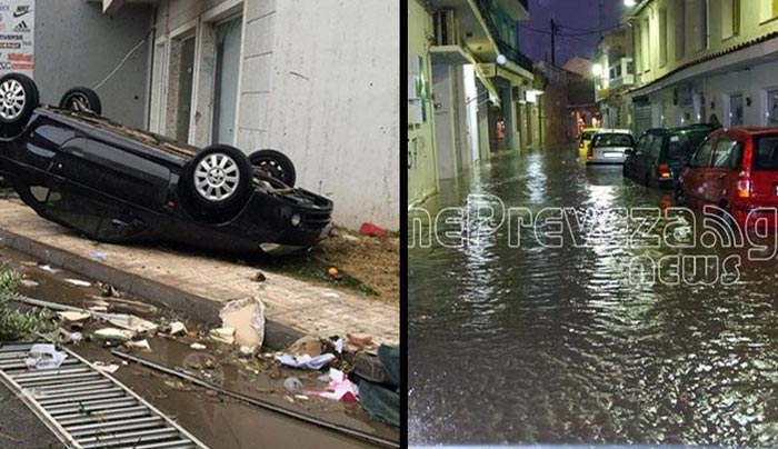Εικόνες «αποκάλυψης»: Ανεμοστρόβιλος χτύπησε τη Λακωνία, βροχές «έπνιξαν» τη Δυτική Ελλάδα