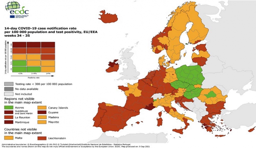 Χάρτης ECDC: Στο “βαθύ κόκκινο” τα Δωδεκάνησα