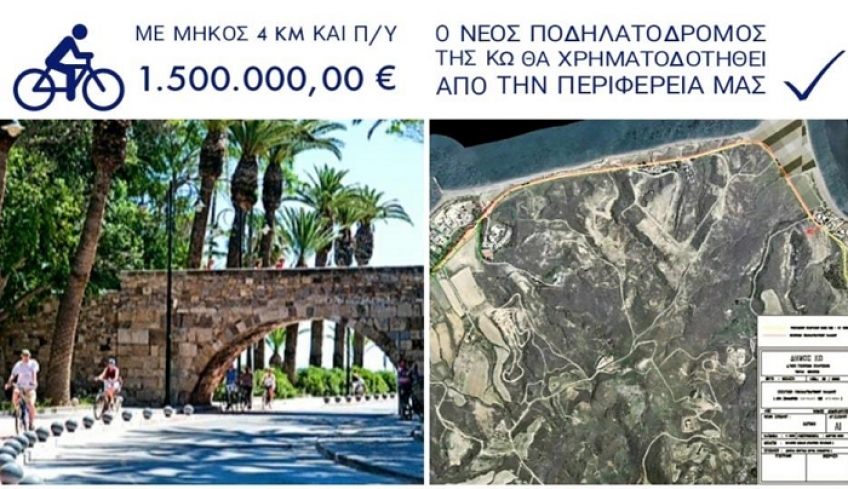 Στο Τεχνικό Πρόγραμμα της Περιφέρειας Ν. Αιγαίου, ο νέος ποδηλατόδρομος στο Ψαλίδι της Κω